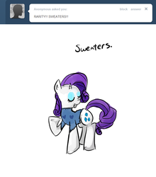 Size: 685x780 | Tagged: safe, artist:moonblizzard, rarity, g4, ask, clothes, female, rarity answers, solo, tumblr