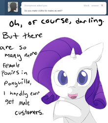 Size: 685x780 | Tagged: safe, artist:moonblizzard, rarity, g4, ask, female, rarity answers, solo, tumblr