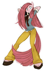 Size: 636x917 | Tagged: safe, artist:うめぐる, pinkie pie, earth pony, anthro, g4, clothes, female, pinkamena diane pie, pixiv, solo