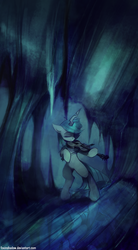 Size: 620x1127 | Tagged: safe, artist:foxinshadow, changeling, ice, musical instrument, solo, violin