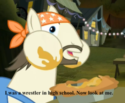 Size: 562x462 | Tagged: safe, screencap, deuce switchell, g4, somepony to watch over me, cajun ponies, image macro, meme, solo