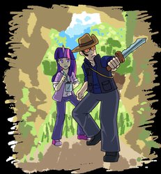 Size: 859x929 | Tagged: safe, artist:ominous-artist, twilight sparkle, human, g4, crossover, horn, horned humanization, humanized, knife, notepad, sniper, sniper (tf2), team fortress 2