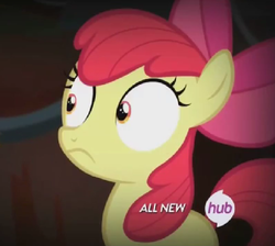 Size: 635x568 | Tagged: safe, screencap, apple bloom, g4, somepony to watch over me, female, hub logo, solo