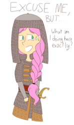 Size: 803x1361 | Tagged: safe, artist:lila79, fluttershy, human, g4, armor, braid, chainmail, female, helmet, history, humanized, islam, islamashy el fatih, russia, russian, simple background, solo, sword, tatar, tatarstan, transparent background, turkic