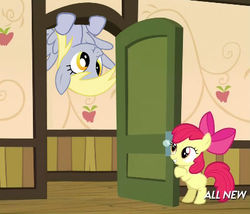 Size: 425x363 | Tagged: safe, apple bloom, derpy hooves, pegasus, pony, g4, my little pony: friendship is magic, somepony to watch over me, apple closet, door, exploitable meme, female, mare, meme