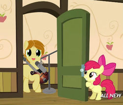 Size: 425x363 | Tagged: safe, apple bloom, mandopony, earth pony, pony, g4, my little pony: friendship is magic, somepony to watch over me, apple closet, door, exploitable meme, female, filly, foal, harsher in hindsight, male, meme, no drama here, op is a duck, stallion, this didn't age well