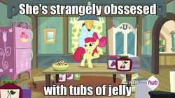 Size: 1920x1080 | Tagged: safe, screencap, apple bloom, g4, somepony to watch over me, female, hub logo, image macro, meme, solo