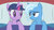 Size: 1280x720 | Tagged: safe, artist:dtkraus, edit, trixie, twilight sparkle, g4, bed, bedroom eyes, duo, eye contact, female, frown, gritted teeth, lesbian, ship:twixie, shipping, smiling, twilight's morning after, wallpaper, wide eyes