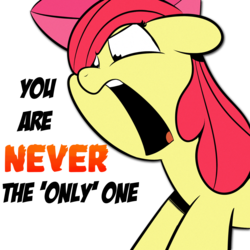 Size: 1000x1000 | Tagged: safe, artist:cosmonaut, artist:venezolanbrony, edit, apple bloom, g4, am i the only one around here, female, mouth, open mouth, solo, yelling