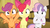 Size: 1440x810 | Tagged: safe, screencap, apple bloom, scootaloo, sweetie belle, earth pony, pegasus, pony, unicorn, g4, my little pony: friendship is magic, somepony to watch over me, cutie mark crusaders, excited, happy, hub logo, trio