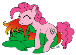 Size: 1948x1421 | Tagged: safe, artist:missitofu, pinkie pie, oc, g4, duo, hug