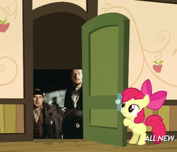 Size: 425x363 | Tagged: safe, apple bloom, earth pony, human, pony, g4, my little pony: friendship is magic, somepony to watch over me, apple closet, exploitable meme, female, filly, foal, harry lyme, home alone, irl, irl human, marv murchins, photo, wet bandits