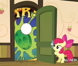 Size: 425x363 | Tagged: safe, apple bloom, g4, my little pony: friendship is magic, somepony to watch over me, apple closet, crossing the memes, exploitable meme, meme, memeception, surprise door