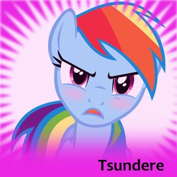 Size: 1024x1024 | Tagged: safe, rainbow dash, g4, blushing, female, meta, solo, spoilered image joke, tsundere