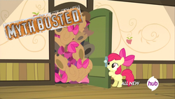 Size: 1000x562 | Tagged: safe, apple bloom, g4, my little pony: friendship is magic, somepony to watch over me, apple closet, exploitable meme, fanon, image macro, meme, mythbusters