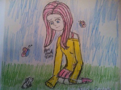 Size: 2592x1936 | Tagged: safe, artist:rainbow-pastel, fluttershy, human, g4, female, humanized, solo, traditional art