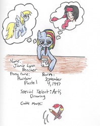 Size: 1239x1561 | Tagged: safe, artist:rainbow-pastel, derpy hooves, oc, pegasus, pony, g4, female, mare, traditional art