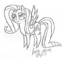 Size: 594x542 | Tagged: safe, artist:rainbow-pastel, fluttershy, g4, female, monochrome, solo, traditional art