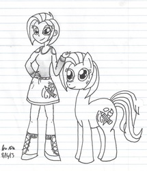 Size: 1119x1300 | Tagged: safe, artist:rainbow-pastel, oc, oc only, equestria girls, g4, monochrome, traditional art