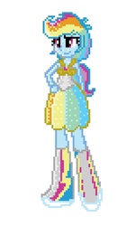 Size: 615x1024 | Tagged: safe, artist:colorpalette-art, rainbow dash, crystal pony, human, equestria girls, g4, clothes, crystallized, dress, female, pixel art, solo