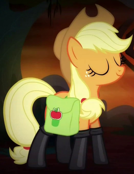 applejack, eyes closed, fireproof boots, safe, screencap, solo, somepony to...
