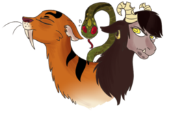 Size: 400x265 | Tagged: safe, artist:hellangelwolfrevenge, chimera sisters, chimera, g4, somepony to watch over me, ambiguous gender, antagonist, bust, multiple heads, portrait, solo, three heads