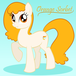 Size: 800x800 | Tagged: safe, artist:idontknow350, oc, oc only, oc:orange sorbet, earth pony, pony, female, mare, raised hoof, smiling, solo