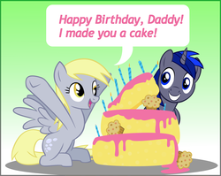 Size: 3409x2719 | Tagged: safe, artist:idontknow350, derpy hooves, oc, pegasus, pony, g4, cake, female, high res, mare, muffin