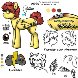 Size: 720x720 | Tagged: safe, artist:deyogee, oc, oc only, pony, achievement hunter, body modification, lucky number seven, michael jones, ponified, reference sheet, rooster teeth, scar, solo