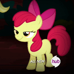 Size: 1000x1000 | Tagged: safe, screencap, apple bloom, pony, g4, somepony to watch over me, animated, female, hub logo, solo