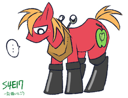 Size: 385x294 | Tagged: safe, artist:nmnkgskds, big macintosh, earth pony, pony, g4, somepony to watch over me, fireproof boots, male, solo, stallion