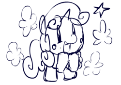 Size: 818x573 | Tagged: safe, artist:wishdream, sweetie belle, g4, cute, diasweetes, female, flash, monochrome, sketch, solo