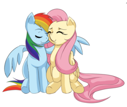 Size: 900x758 | Tagged: safe, artist:cielaart, fluttershy, rainbow dash, g4, eyes closed, female, lesbian, ship:flutterdash, shipping