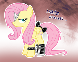 Size: 700x561 | Tagged: safe, artist:noah-nyan, fluttershy, g4, boots, female, solo, tail bow