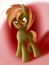 Size: 661x884 | Tagged: safe, artist:v0calp0ny, button mash, earth pony, pony, g4, abstract background, blank flank, colt, foal, hooves, male, open mouth, solo