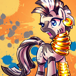 Size: 1600x1600 | Tagged: safe, artist:kp-shadowsquirrel, zecora, zebra, g4, female, open mouth, shocked, solo