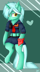 Size: 1688x3000 | Tagged: safe, artist:shyshyoctavia, lyra heartstrings, pony, g4, bipedal, female, kill la kill, ryuko matoi, senketsu, solo