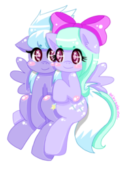 Size: 2448x3264 | Tagged: safe, artist:audra-hime, cloudchaser, flitter, pegasus, pony, g4, bow, female, high res, mare, simple background, transparent background