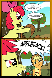 Size: 850x1275 | Tagged: safe, artist:kennymccormix, apple bloom, applejack, g4, somepony to watch over me, checklist, comic