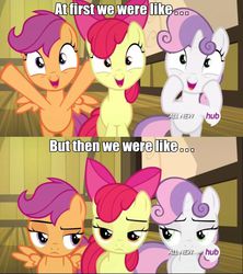 Size: 1089x1226 | Tagged: safe, edit, edited screencap, screencap, apple bloom, scootaloo, sweetie belle, earth pony, pegasus, pony, unicorn, g4, somepony to watch over me, cutie mark crusaders, female, filly, foal, open mouth, open smile, smiling, trio, trio female