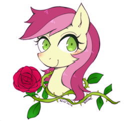 Size: 598x578 | Tagged: safe, artist:divided-s, roseluck, g4, female, portrait, rose, smiling, solo
