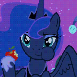 Size: 274x275 | Tagged: safe, edit, edited screencap, screencap, princess luna, g4, luna eclipsed, season 2, animated, apple, chewing, cropped, eating, extreme speed animation, female, solo