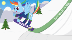 Size: 8000x4500 | Tagged: safe, artist:joey, rainbow dash, g4, absurd resolution, clothes, female, snowboard, solo