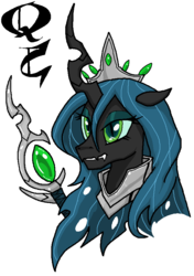 Size: 603x855 | Tagged: safe, artist:emichaca, queen chrysalis, changeling, changeling queen, g4, armor, crown, female, solo