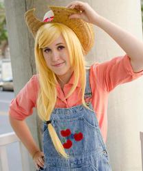 Size: 601x720 | Tagged: safe, artist:rappydemon, applejack, human, g4, cosplay, irl, irl human, overalls, photo, solo