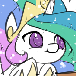 Size: 459x457 | Tagged: safe, artist:valcron, princess celestia, g4, :t, cropped, cute, cutelestia, face of mercy, faic, female, juxtaposition bait, smiling, solo, sparkles, twiface, weapons-grade cute