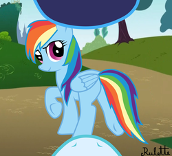 Size: 1024x931 | Tagged: safe, artist:rulette, rainbow dash, soarin', g4, blank flank, female, male, offscreen character, pov, ship:soarindash, shipping, straight