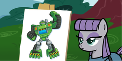 Size: 1117x563 | Tagged: safe, maud pie, g4, boulder (transformers), exploitable meme, maud's painting, transformers, transformers rescue bots