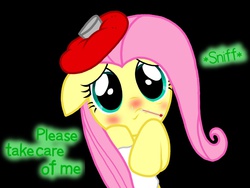 Size: 2048x1536 | Tagged: safe, artist:proponypal, fluttershy, g4, backwards thermometer, bronybait, cold, cute, female, ice pack, mucus, red nosed, sick, snot, solo, thermometer, tissue