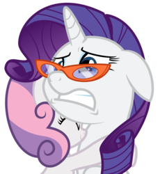 Size: 6000x6526 | Tagged: safe, artist:bobsicle0, rarity, sweetie belle, pony, unicorn, for whom the sweetie belle toils, g4, absurd resolution, duo, duo female, female, filly, foal, glasses, hape, hug, mare, rarity's glasses, siblings, simple background, sisters, transparent background, vector